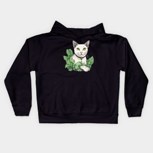 Vegan cat in lettuce Kids Hoodie